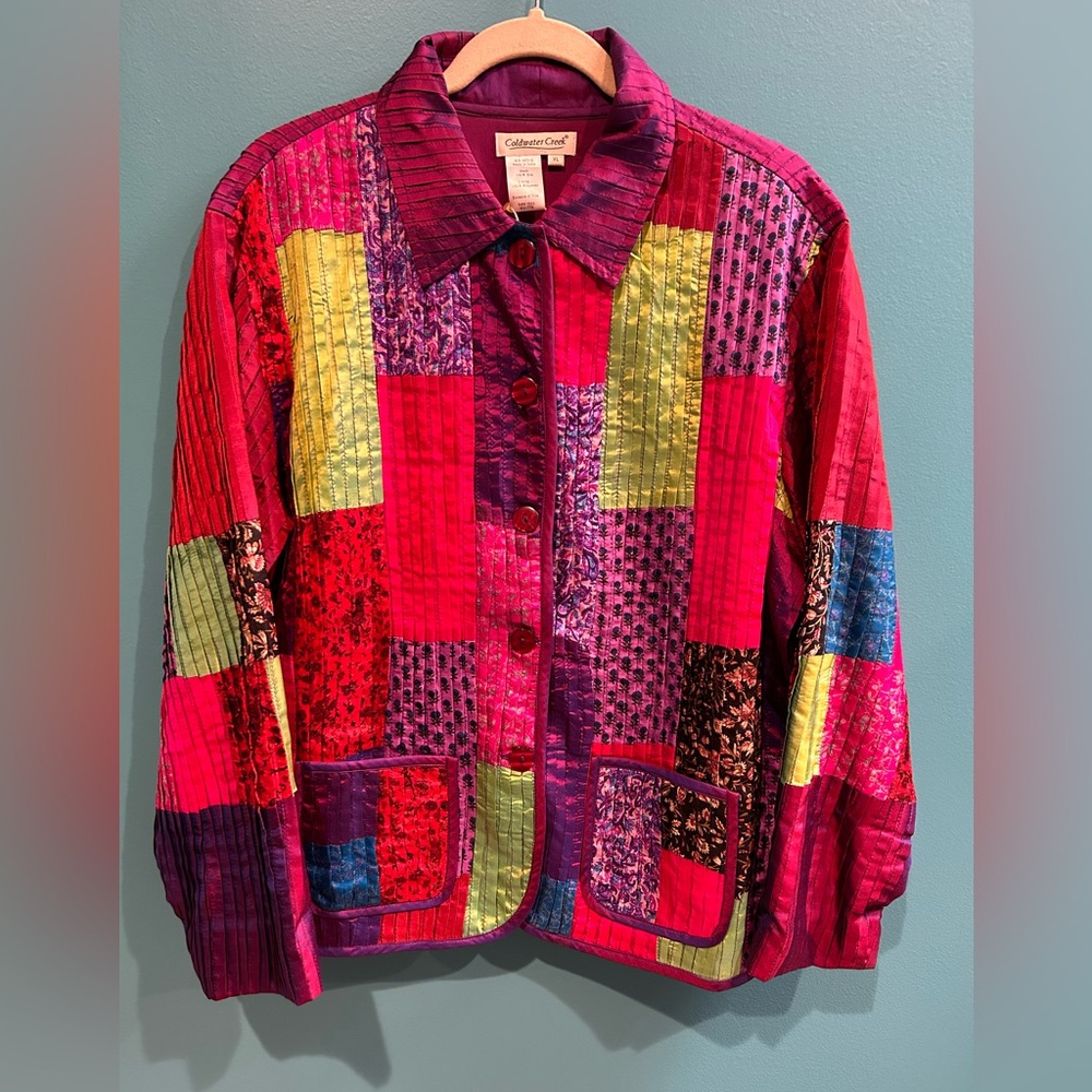 Iridescent Quilted Coldwater Creek Purple Silk Jacket Cottagecore Granny